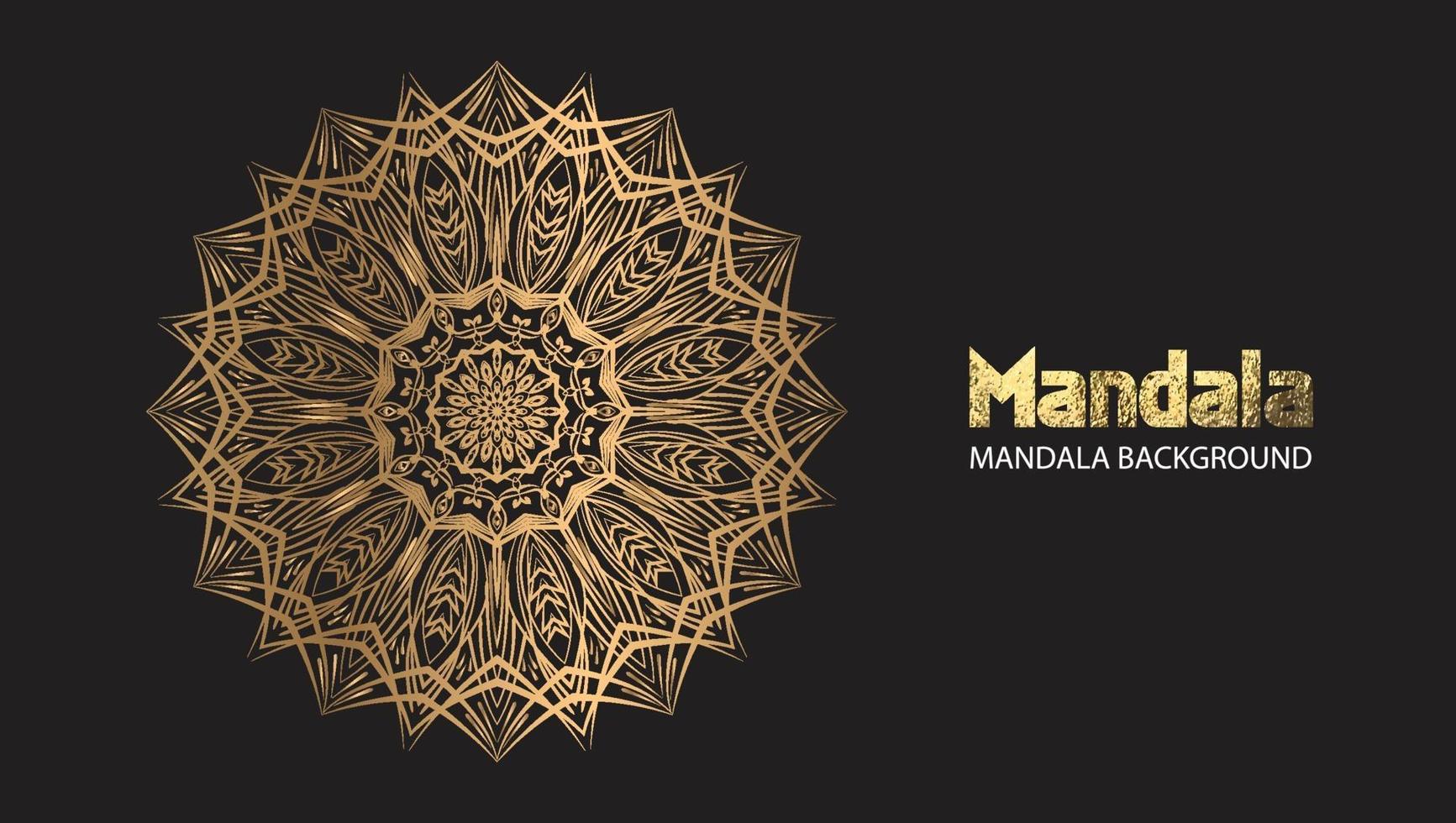 Mandala-Design Mandala-Vektor runder Luxus-Design goldener Pinseltext. vektor