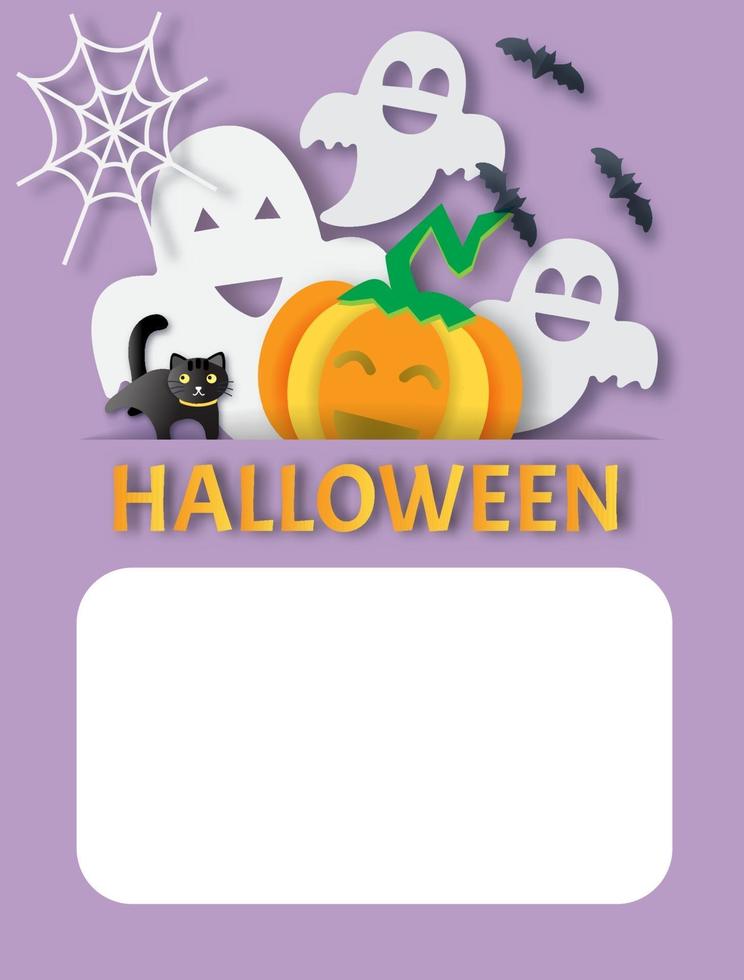 glad halloween banner i pappersklippt stil vektor