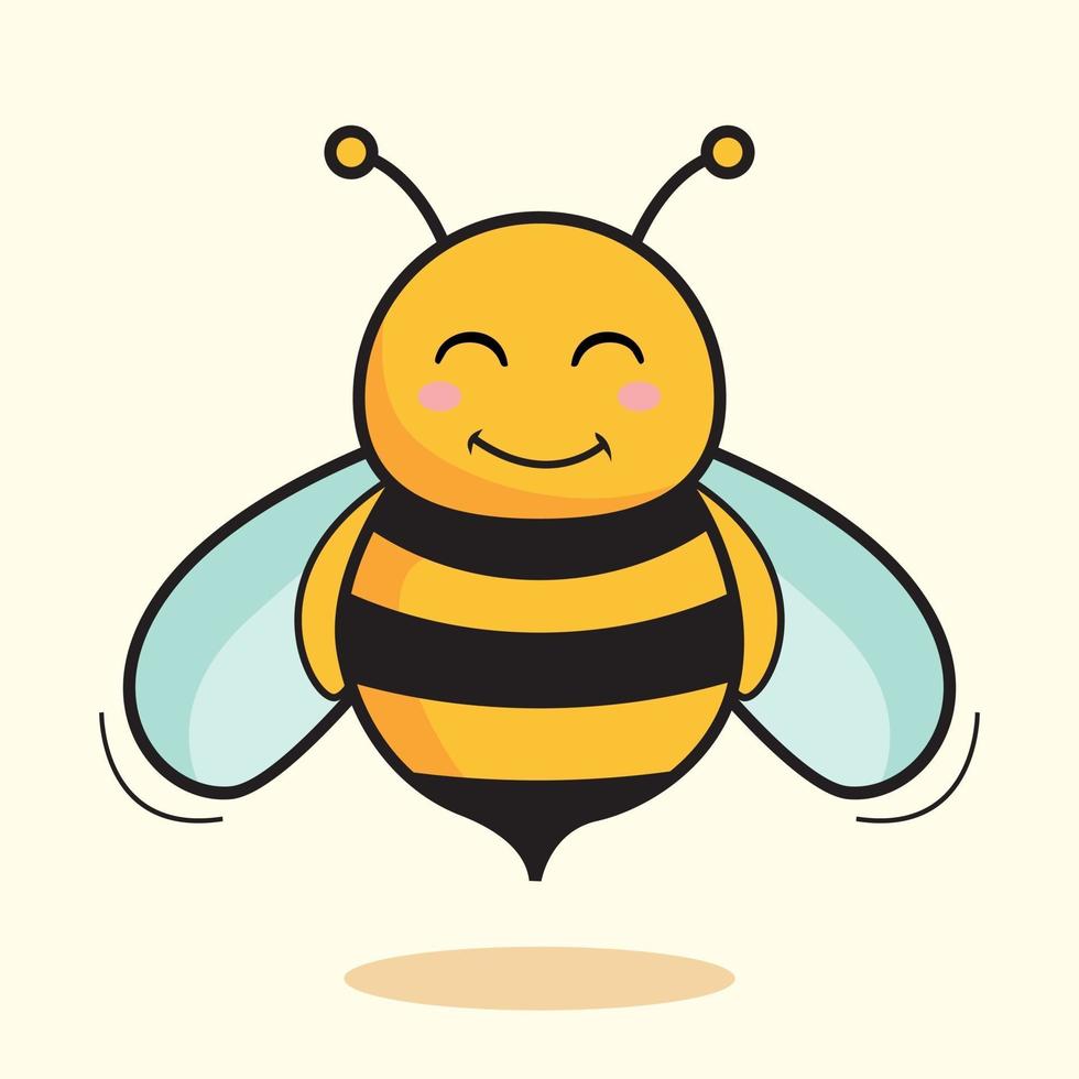 bee tecknade illustrationer söta vektor