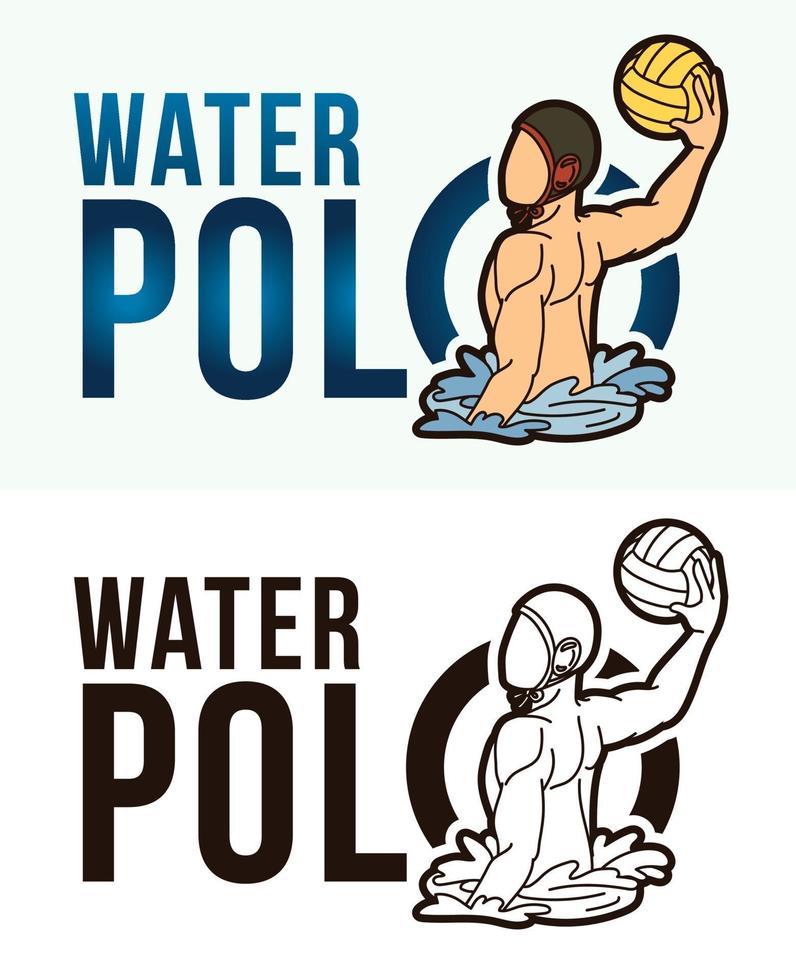 Wasserballtext mit männlichen Sportspielern vektor