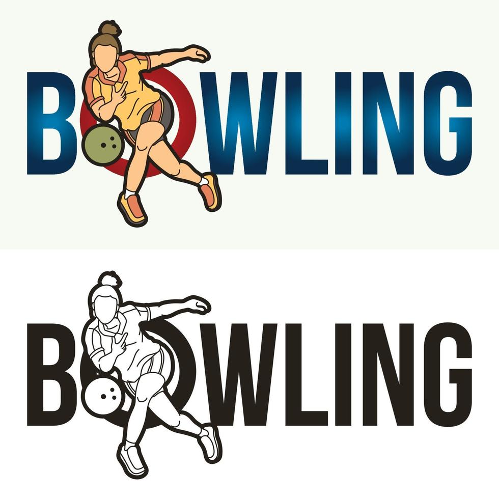 bowlingbrevstext med kvinnliga sportspelare vektor