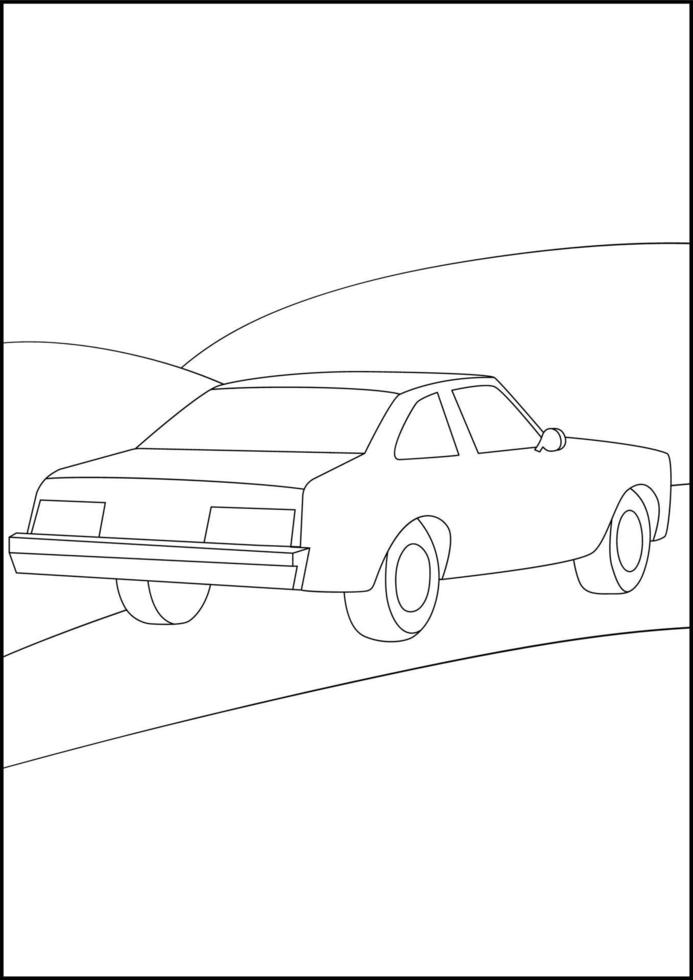 retro bilar målarbok, enkla bilfärgsidor för barn. vektor
