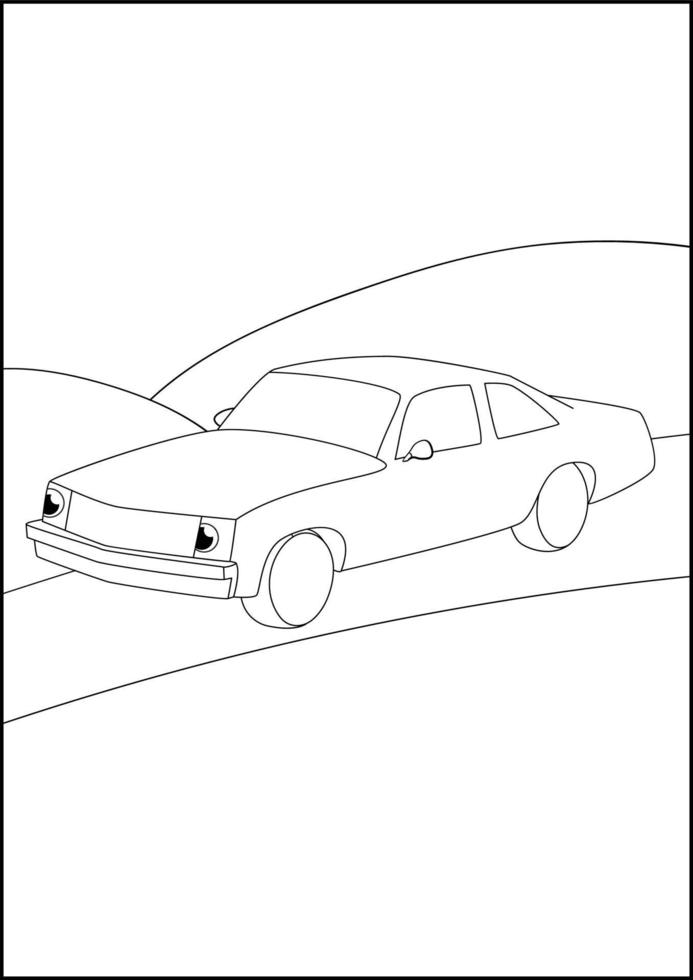 retro bilar målarbok, enkla bilfärgsidor för barn. vektor