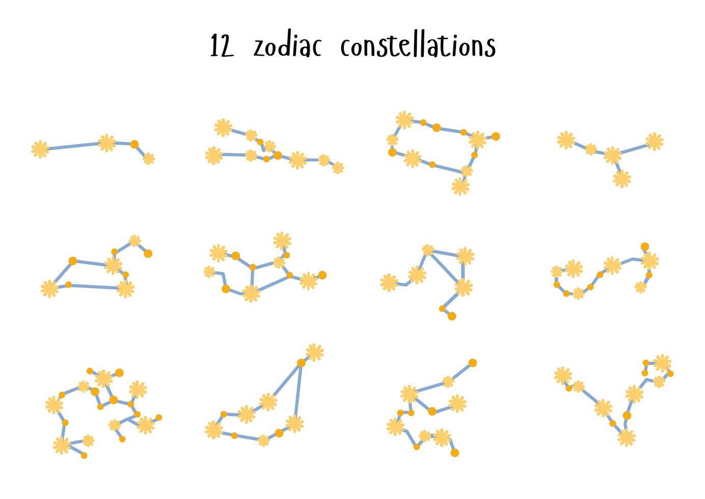 Vektorsatz von 12 Tierkreiskonstellationen. flacher Stil vektor