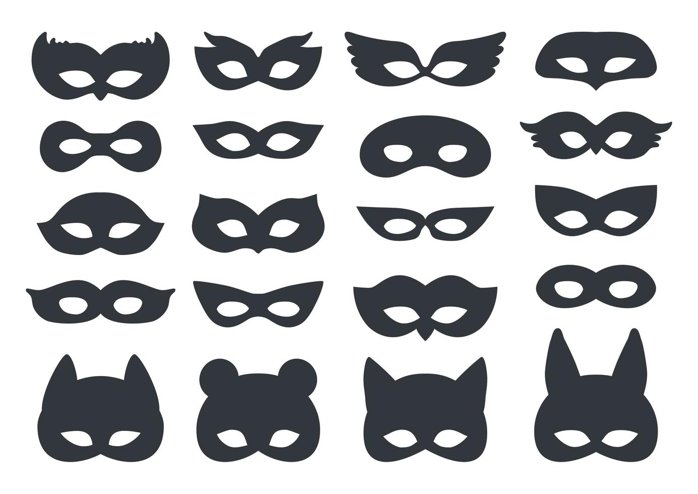 schwarze Karnevals-Silhouette-Maske auf weiß gesetzt vektor