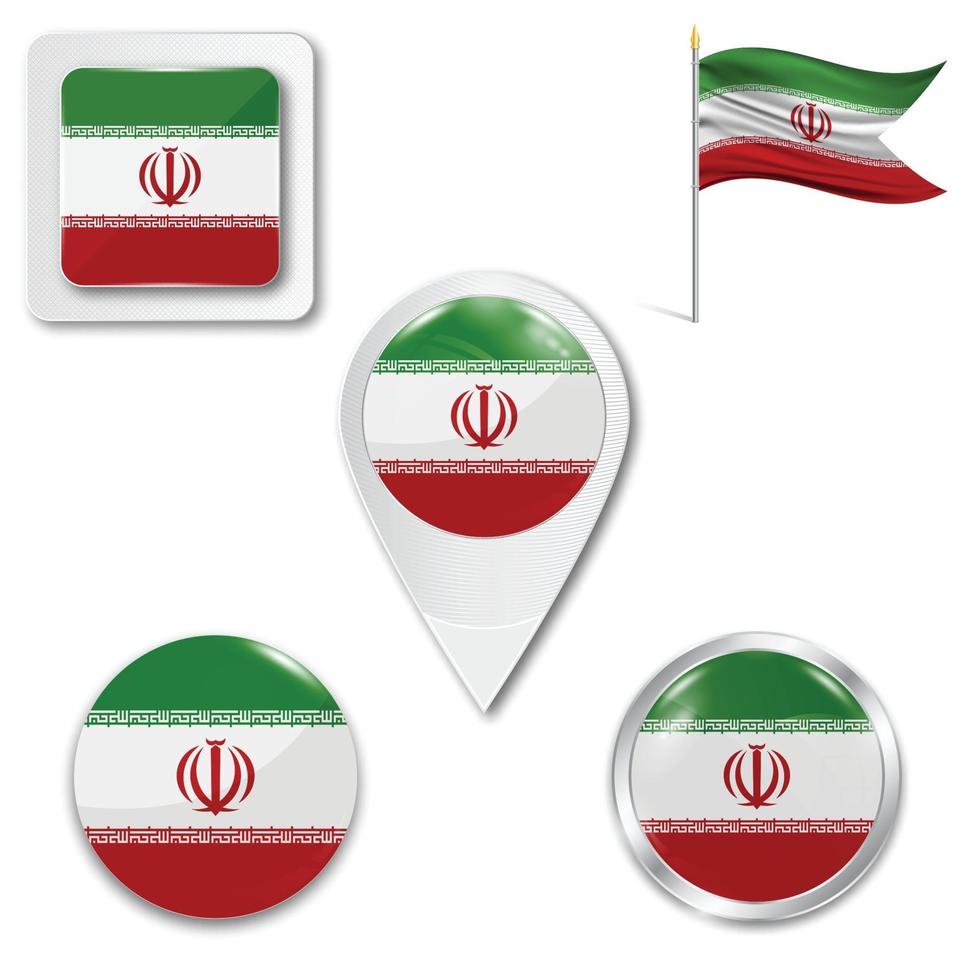 Reihe von Symbolen der Nationalflagge des Iran vektor
