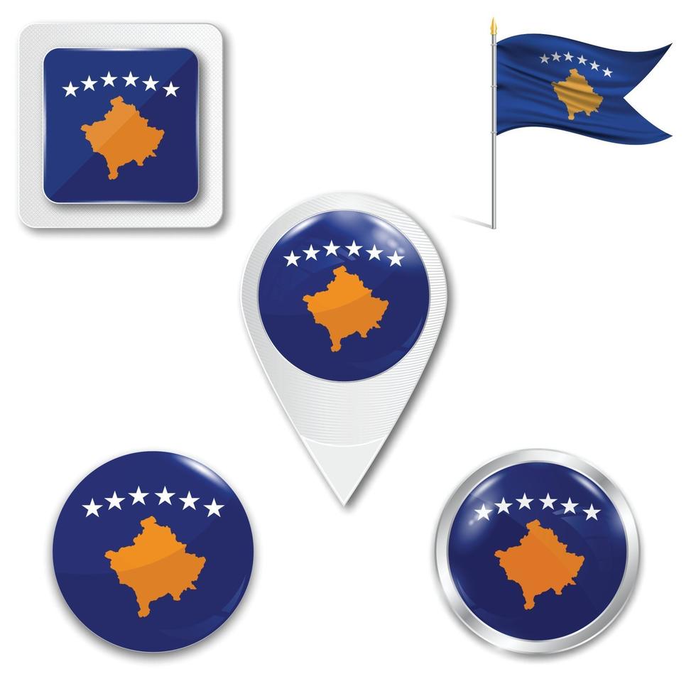 Reihe von Symbolen der Nationalflagge des Kosovo vektor