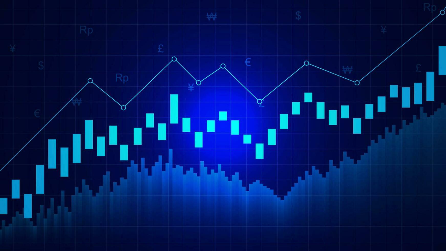 forex handel Graf eller stock marknadsföra för finansiell investering och ekonomisk trender företag aning begrepp bakgrund. vektor illustration.