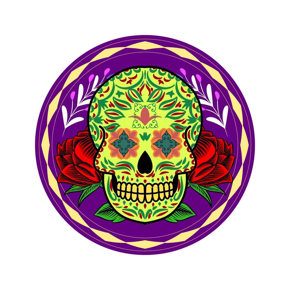 Dekorativer Schädelkopf Tag der Toten Mexiko Illustration vektor
