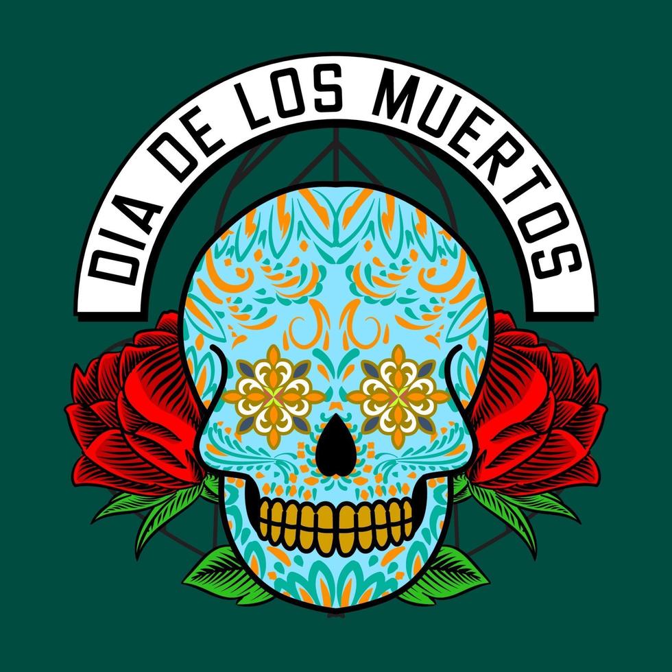 Dekorativer Schädelkopf Tag der Toten Mexiko Illustration vektor