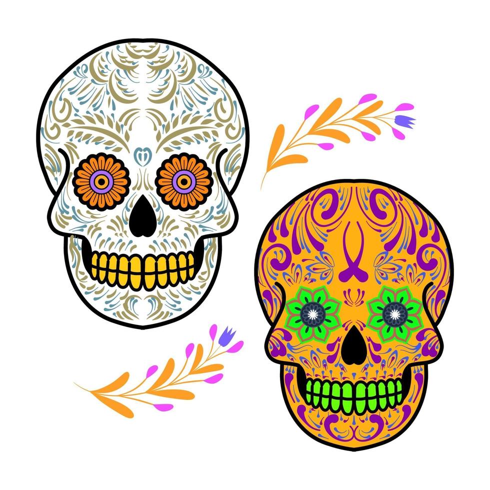 dekorativa sockerskallehuvud dag av döda mexico illustration vektor