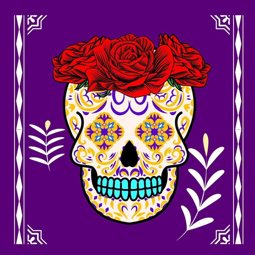 dekorativer Schädelkopf-Seitentag der toten Mexikoillustration vektor