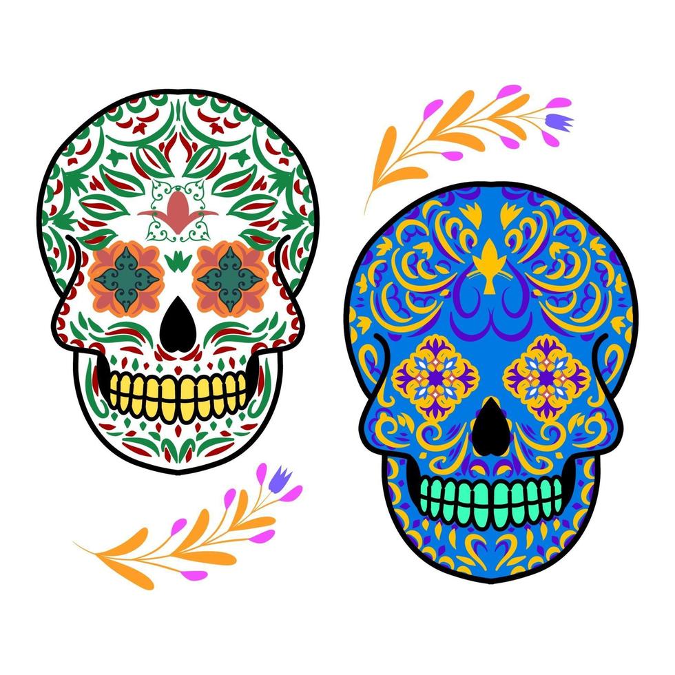 dekorativer Zuckerschädelkopf Tag der Toten Mexiko Illustration vektor