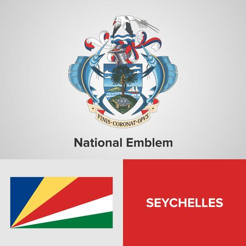 Nationales Emblem der Seychellen, Karte und Flagge vektor