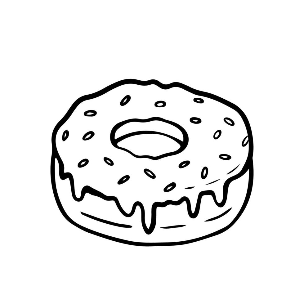 Donut mit Zuckerguss und Streuseln auf weißem Hintergrund vektor