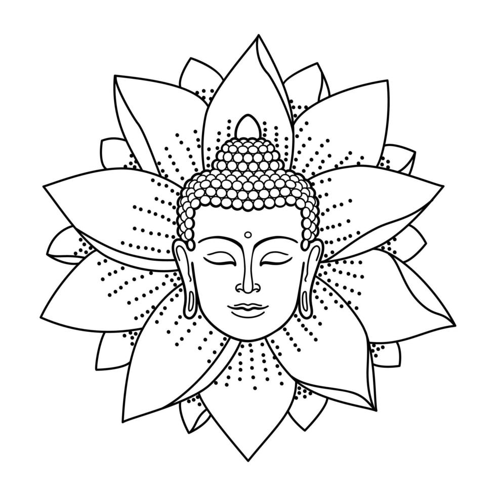 Buddha-Kopf und Lotus vektor