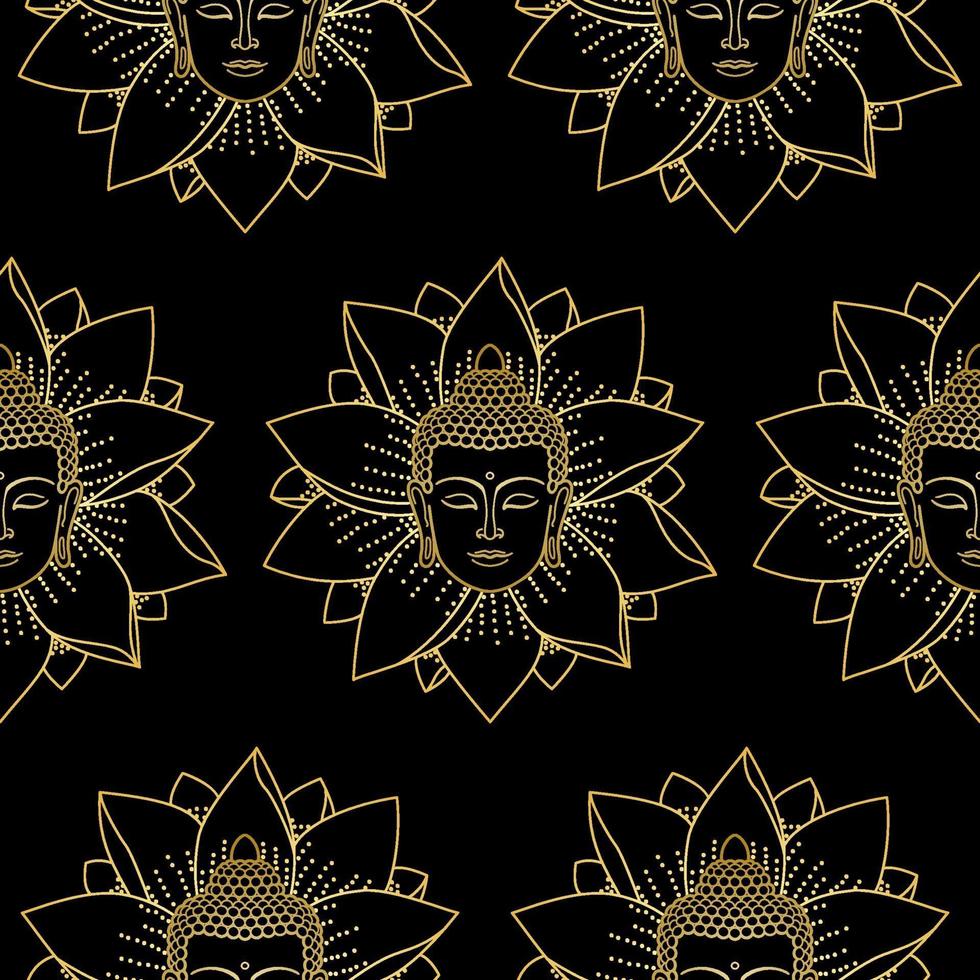 guld buddha och lotus sömlösa mönster vektor