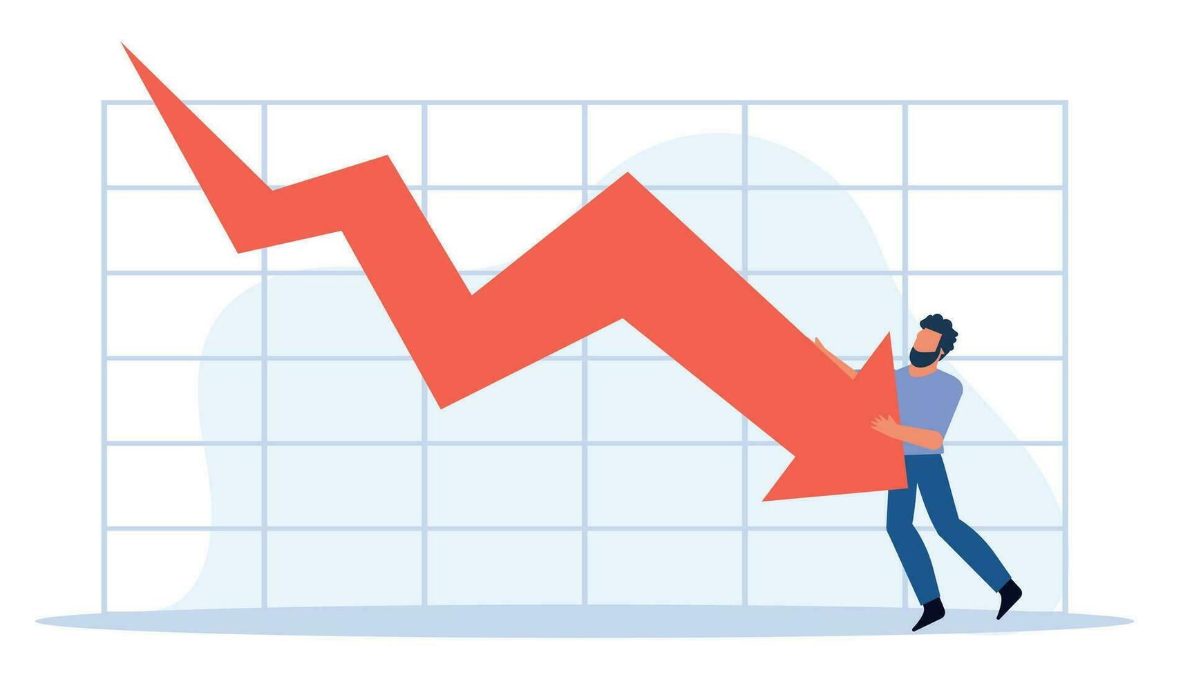 vektor illustration avbildad en affärsman innehav en Graf Diagram. finansiell kris hade en enorm påverkan på de ekonomi, orsakar en skarp nedgång i de stock marknadsföra och påverkar många företag