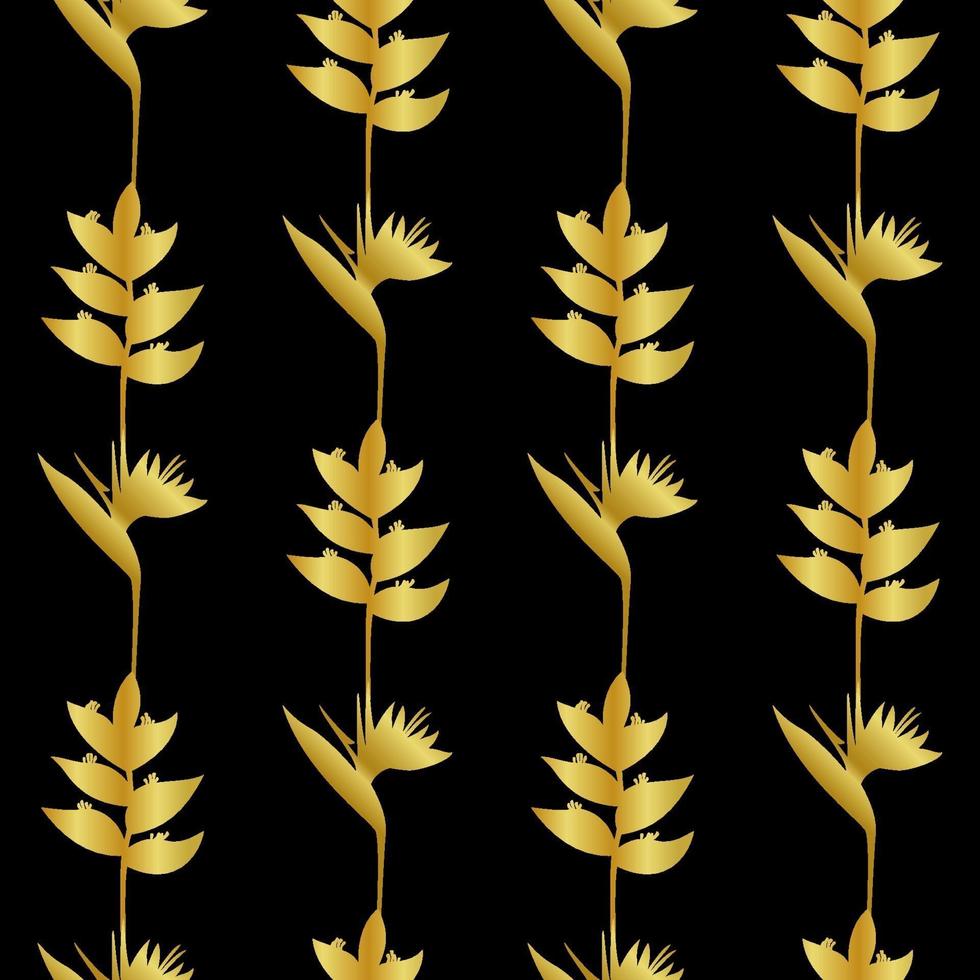 guld tropic blommor sömlösa mönster vektor