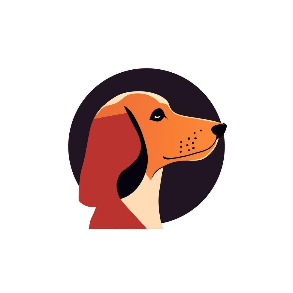 Hund Kopf Symbol. eben Stil. Karikatur Hund Gesicht. Vektor Illustration isoliert auf Weiß. Tier Logo Konzept. Logo Design Vorlage.