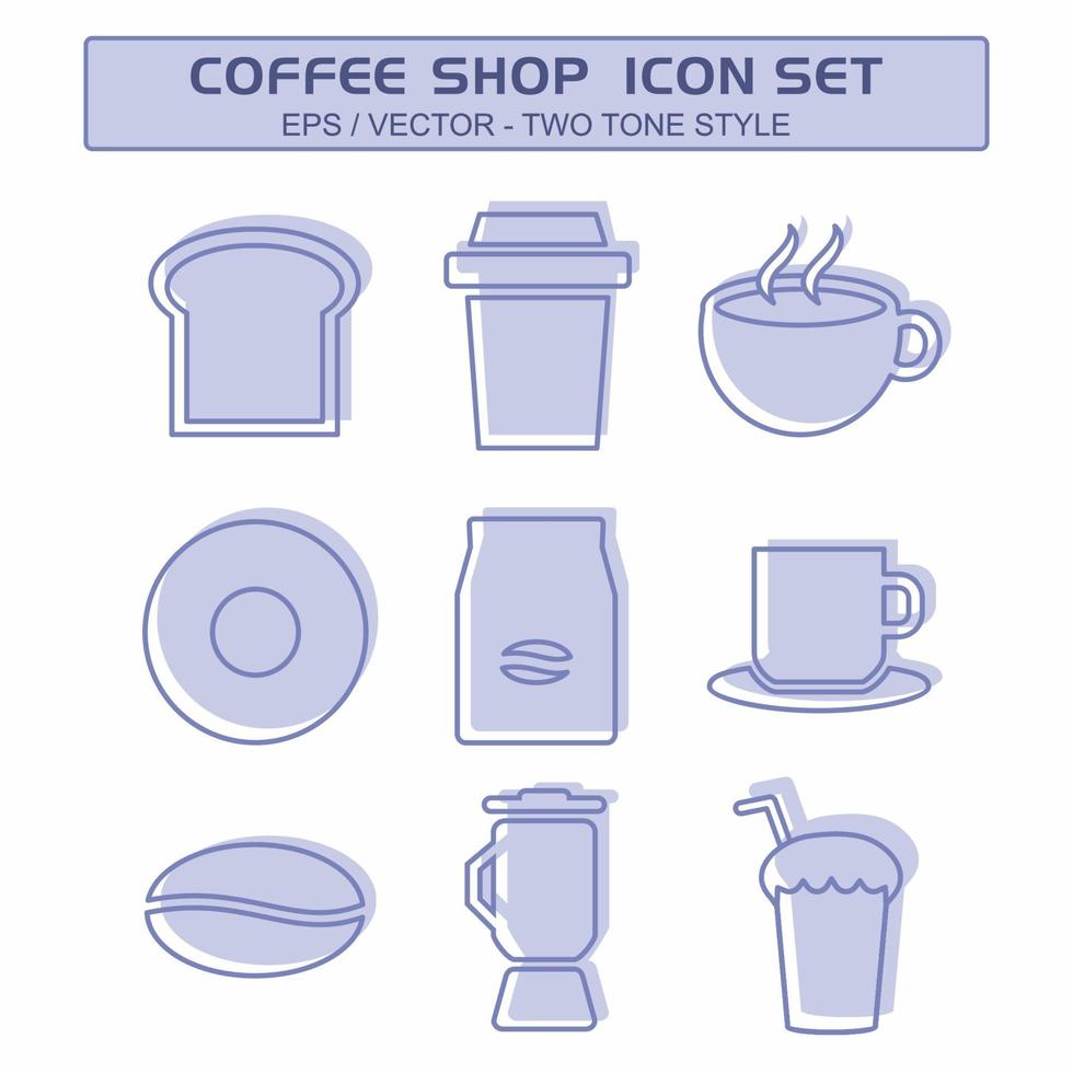 Stellen Sie den Symbolvektor des Cafés ein - zweifarbiger Stil vektor