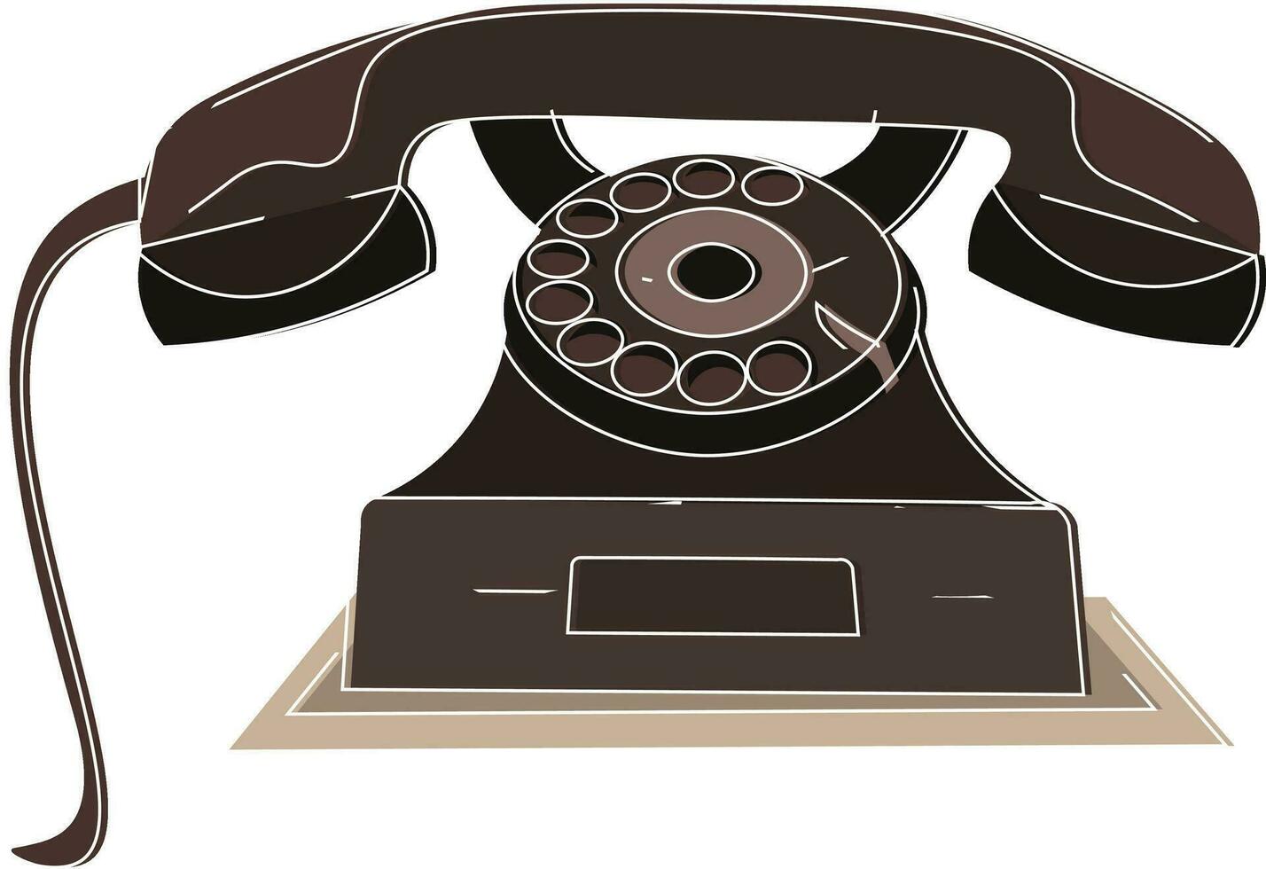 antik årgång typ brun fast telefon telefon på Hem använda sig av som en Hem telefon telefonlur, vektor eller Färg illustration.