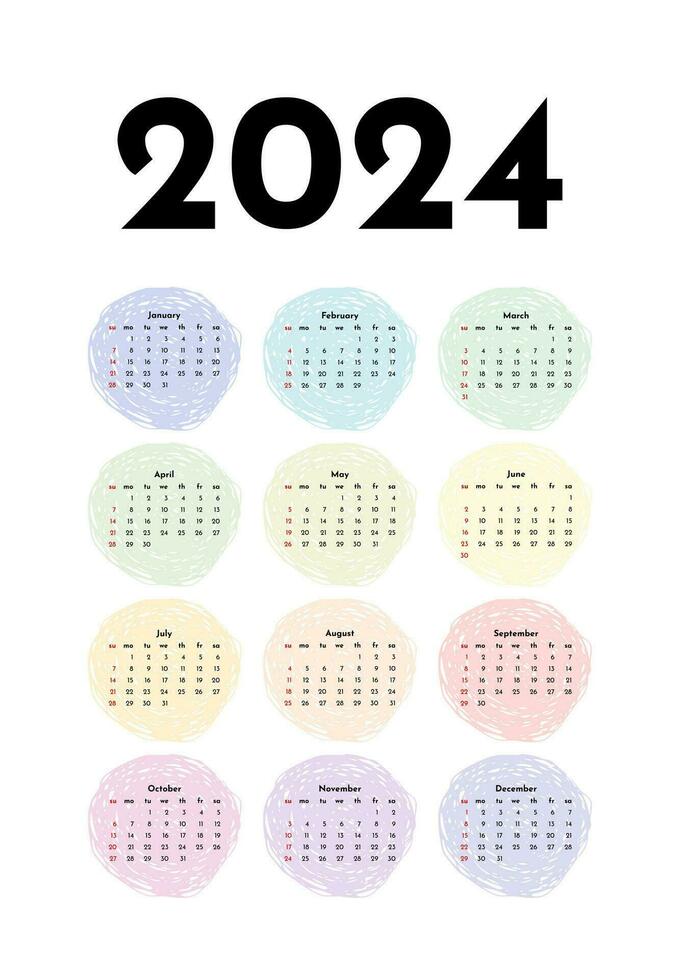 kalender för 2024 isolerat på en vit bakgrund vektor