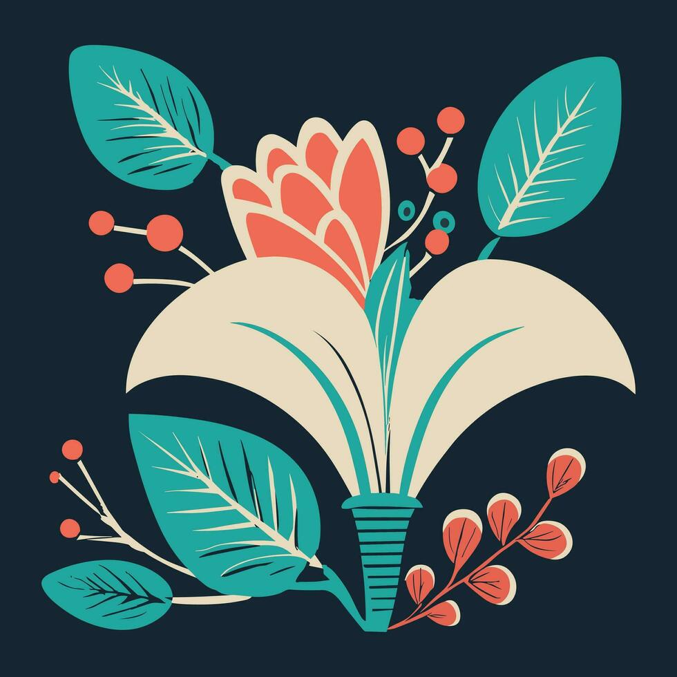 ein Blumen- Design mit Blätter und Blumen, wild Blumen Vektor Sammlung, Kräuter, krautig blühen Pflanzen, Blühen Blumen, Halbsträucher isoliert. Hand gezeichnet detailliert botanisch Vektor Illustration