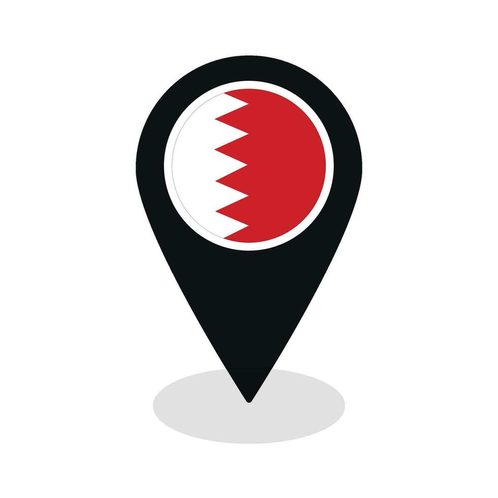 Flagge von Bahrain Flagge auf Karte punktgenau Symbol isoliert schwarz Farbe vektor
