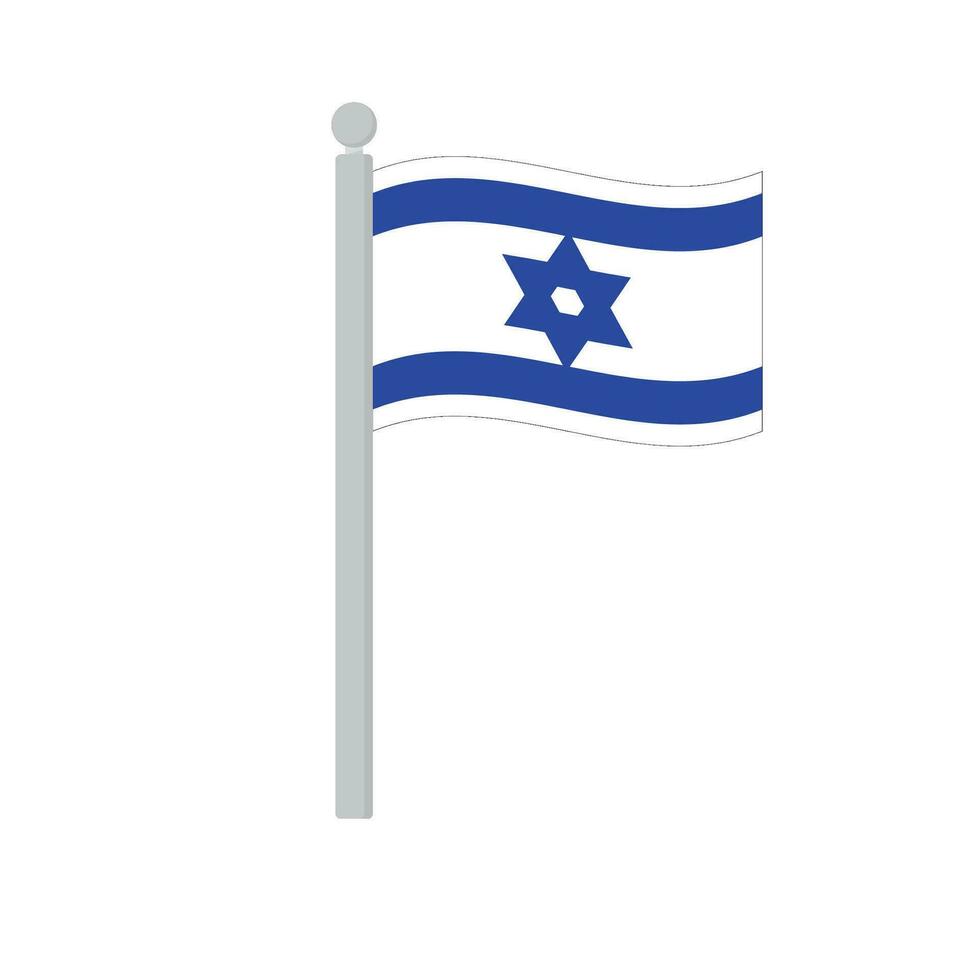 Flagge von Israel auf Fahnenstange isoliert vektor
