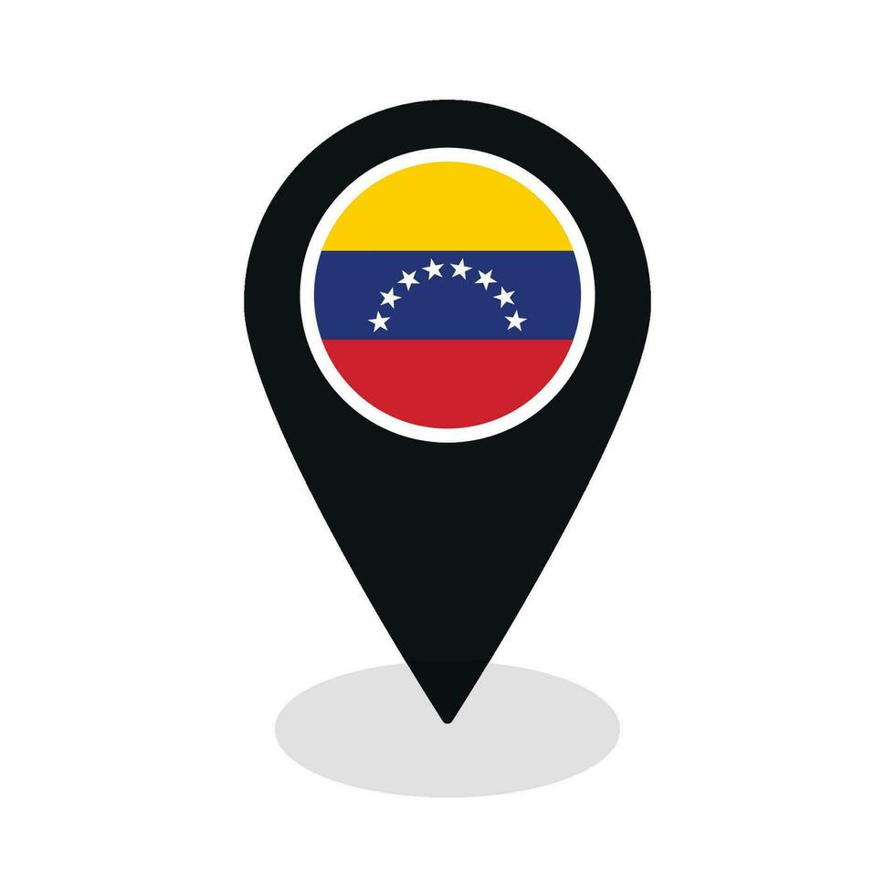 Flagge von Venezuela Flagge auf Karte punktgenau Symbol isoliert schwarz Farbe vektor
