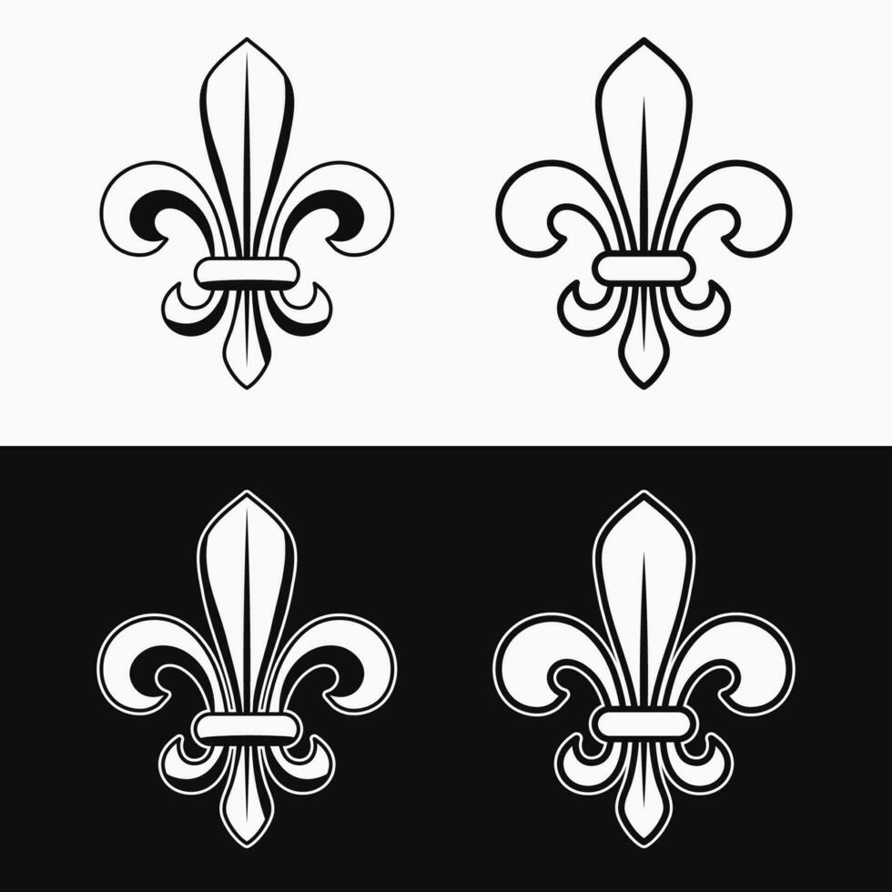 svart och vit fleur de lis symbol vektor