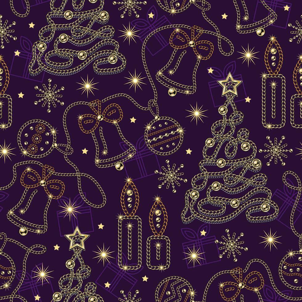 Luxus Schmuck Weihnachten Muster mit Gold Ketten vektor