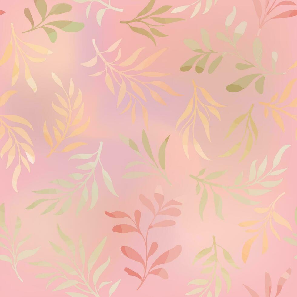 Blumen- nahtlos Muster. Ast mit Blätter sanft herbstlich Textur. gedeihen Natur Sommer- Garten texturiert Blätter Hintergrund vektor