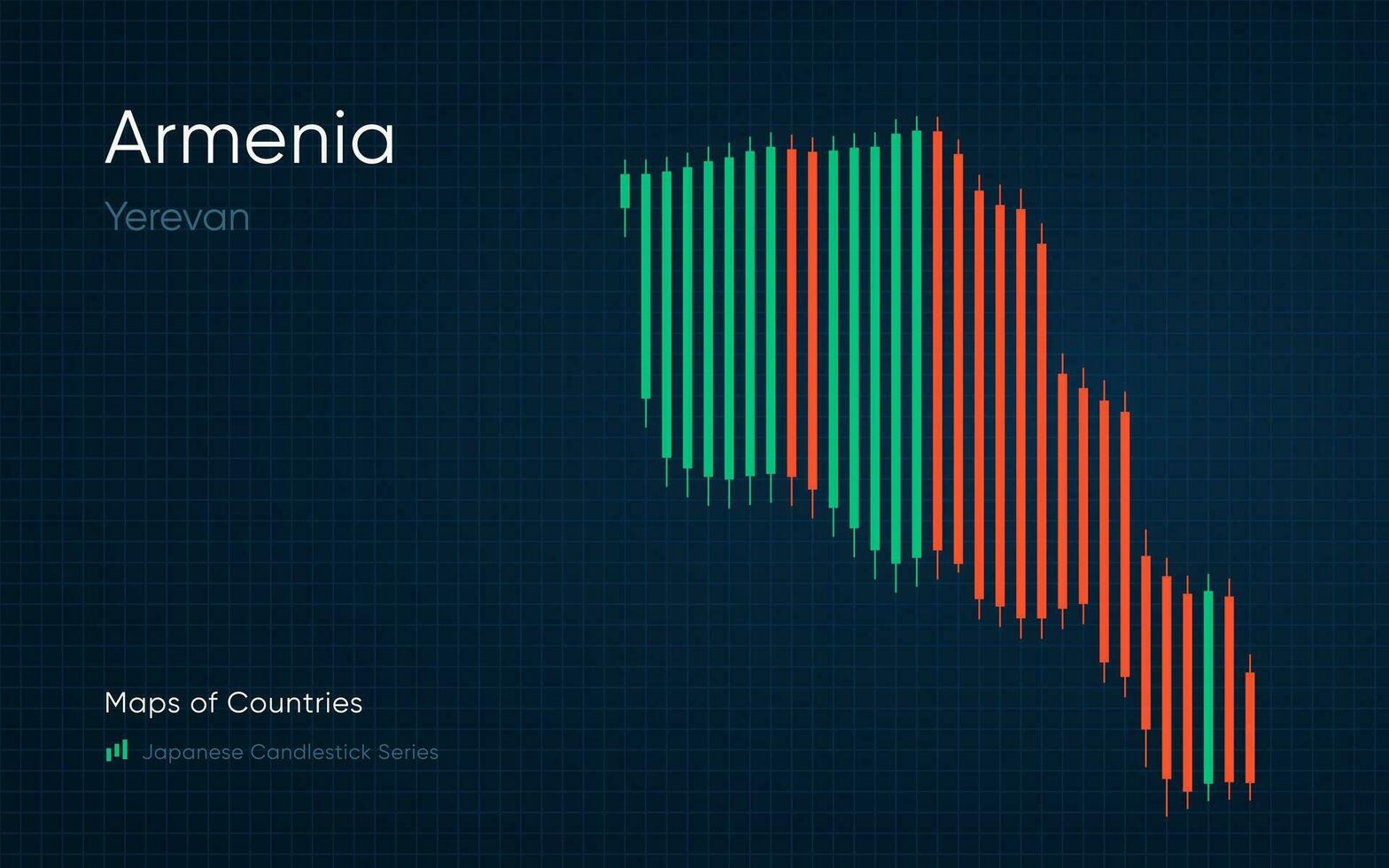 Armenien Karte ist gezeigt im ein Diagramm mit Riegel und Linien. japanisch Leuchter Diagramm Serie vektor