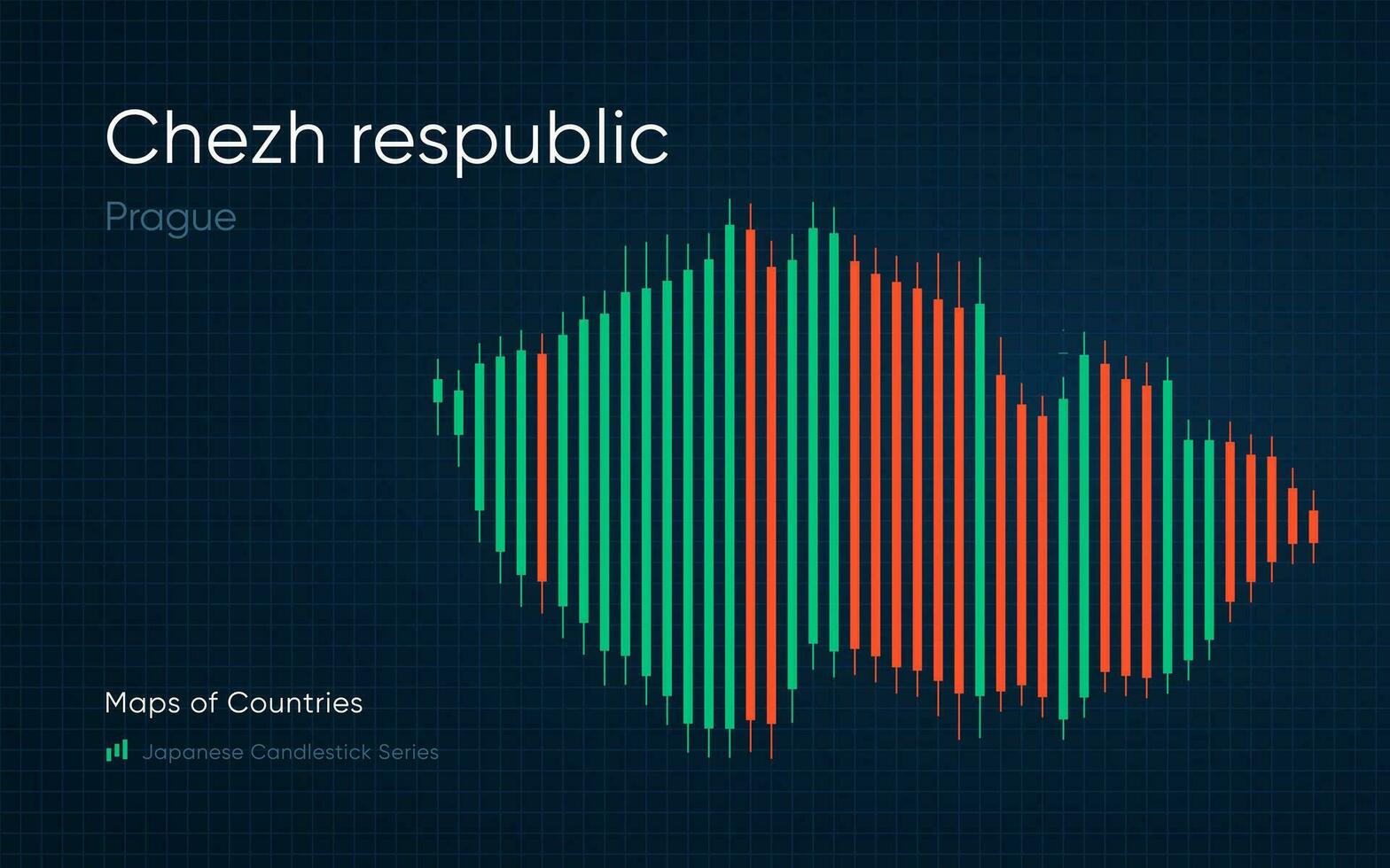 Tschechisch Republik Karte ist gezeigt im ein Diagramm mit Riegel und Linien. japanisch Leuchter Diagramm Serie vektor