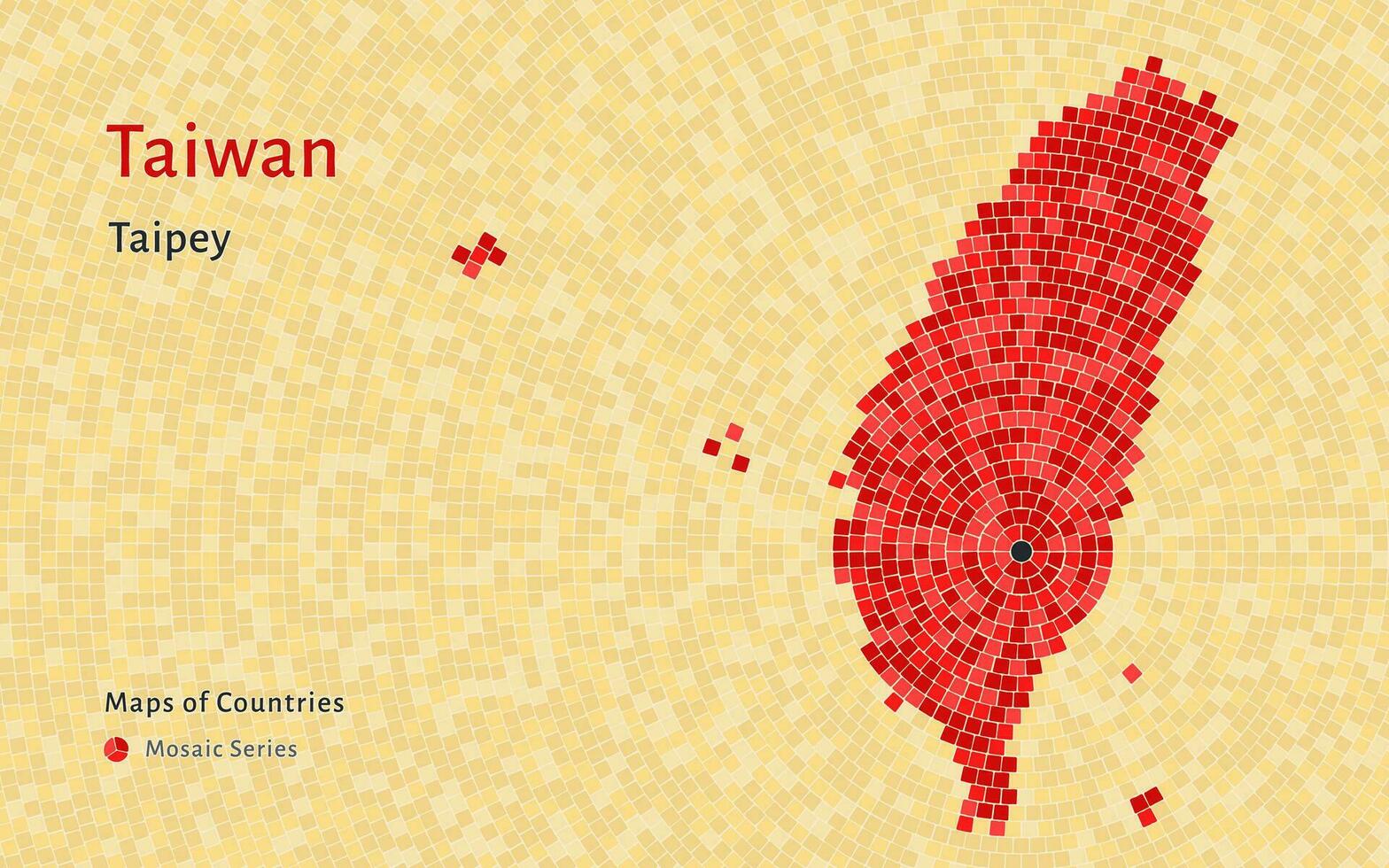 Taiwan Karte mit ein Hauptstadt von Taipeh gezeigt im ein Mosaik Muster vektor