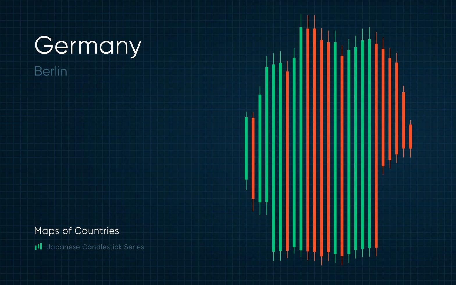 Deutschland Karte ist gezeigt im ein Diagramm mit Riegel und Linien. japanisch Leuchter Diagramm Serie vektor