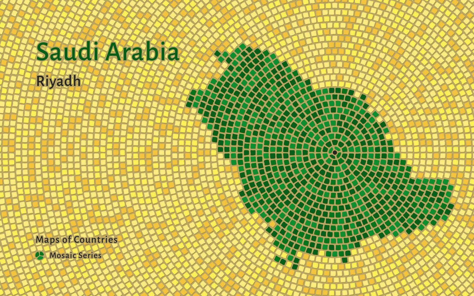 Saudi Arabien Karte mit ein Hauptstadt von Riad gezeigt im ein Mosaik Muster vektor