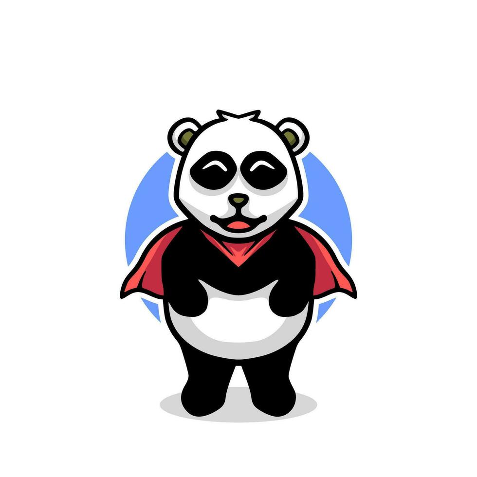panda superhjälte maskot tecknad serie vektor
