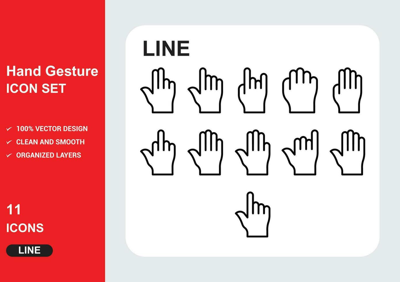 Hand Geste detailliert Symbol einstellen Profi Vektor