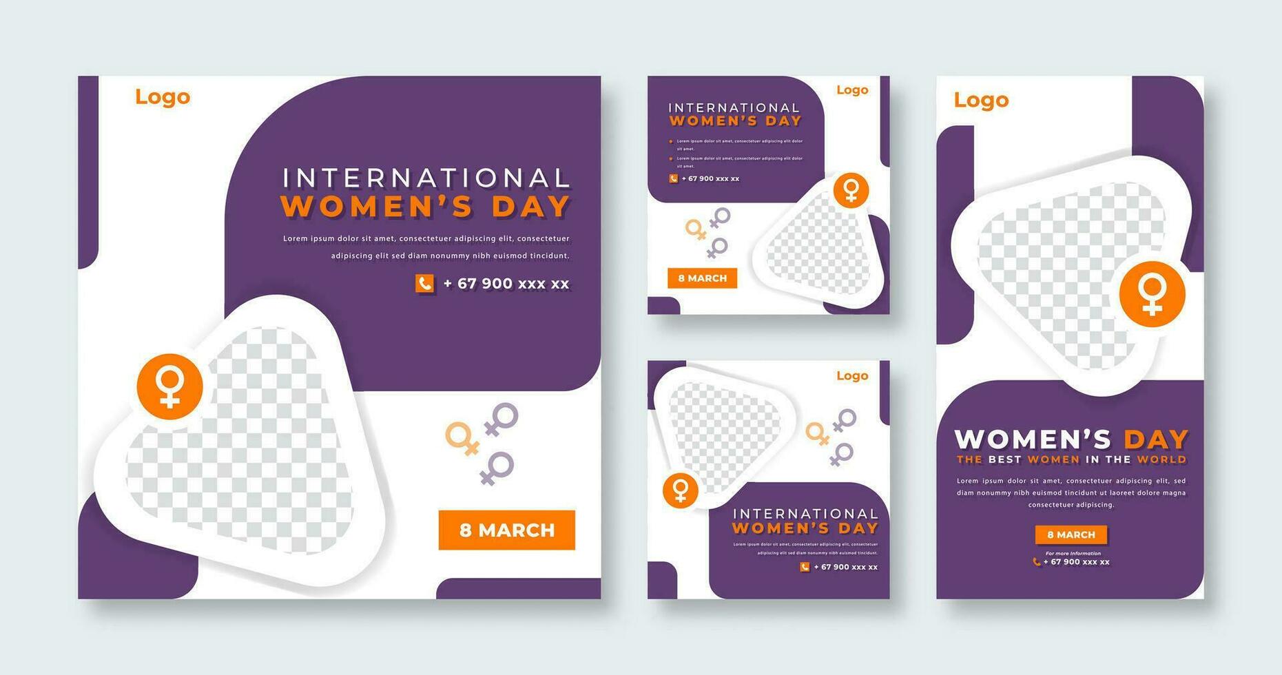 International Frauen Tag Sozial Medien Post zum online Marketing Beförderung Banner, Geschichte und Netz Internet Anzeigen Flyer vektor