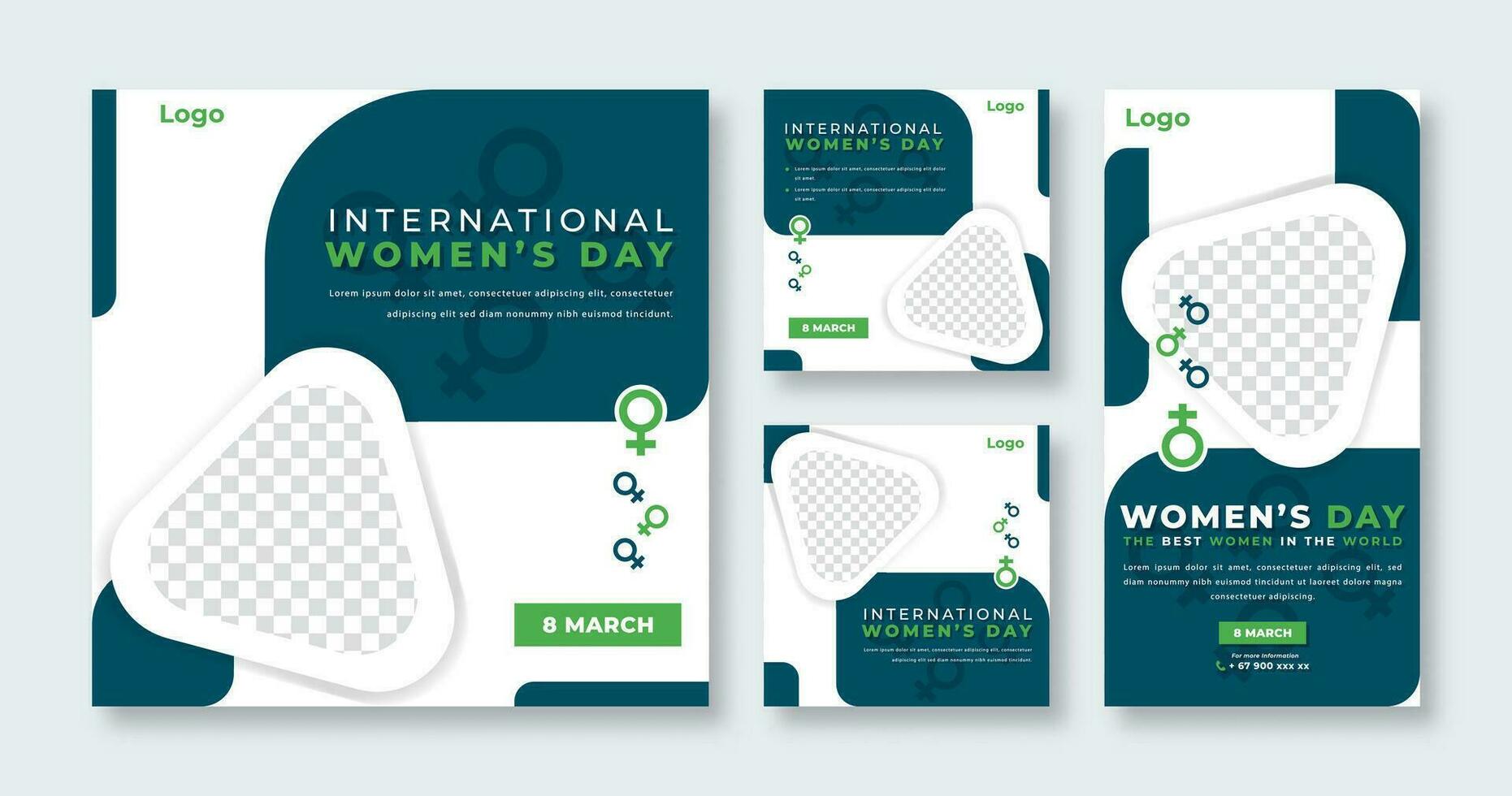 International Frauen Tag Sozial Medien Post zum online Marketing Beförderung Banner, Geschichte und Netz Internet Anzeigen Flyer vektor