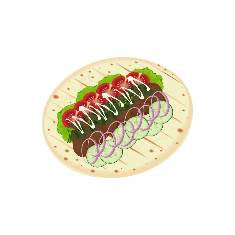 Logo Illustration von Pita-Brot Brot zum Döner mit köstlich Füllung vektor