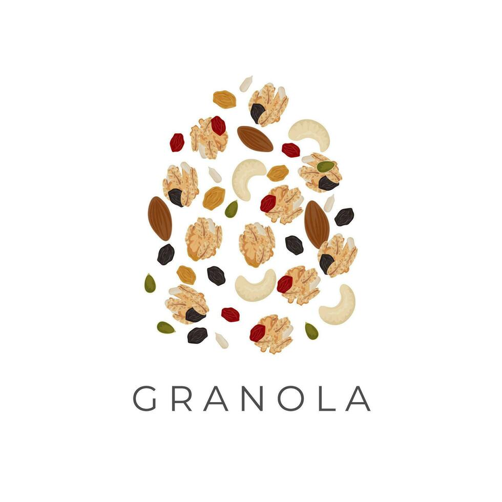 illustration logotyp levitation friska granola vektor