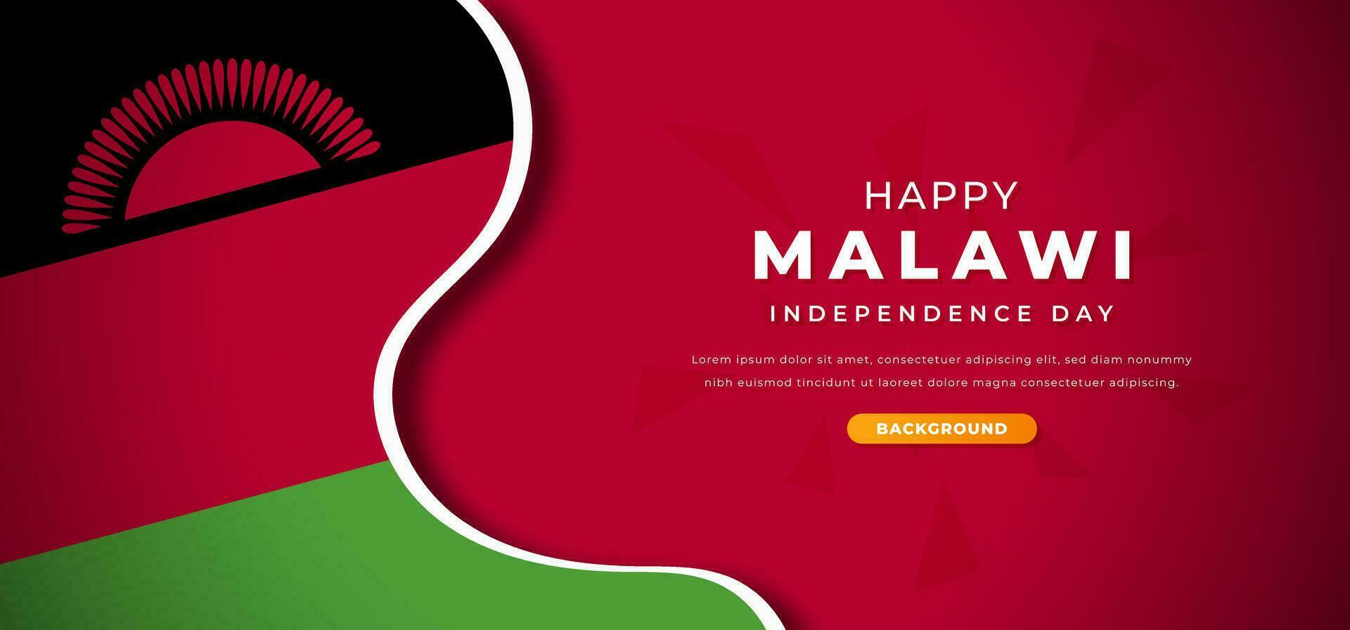 Lycklig malawi oberoende dag design papper skära former bakgrund illustration för affisch, baner, reklam, hälsning kort vektor