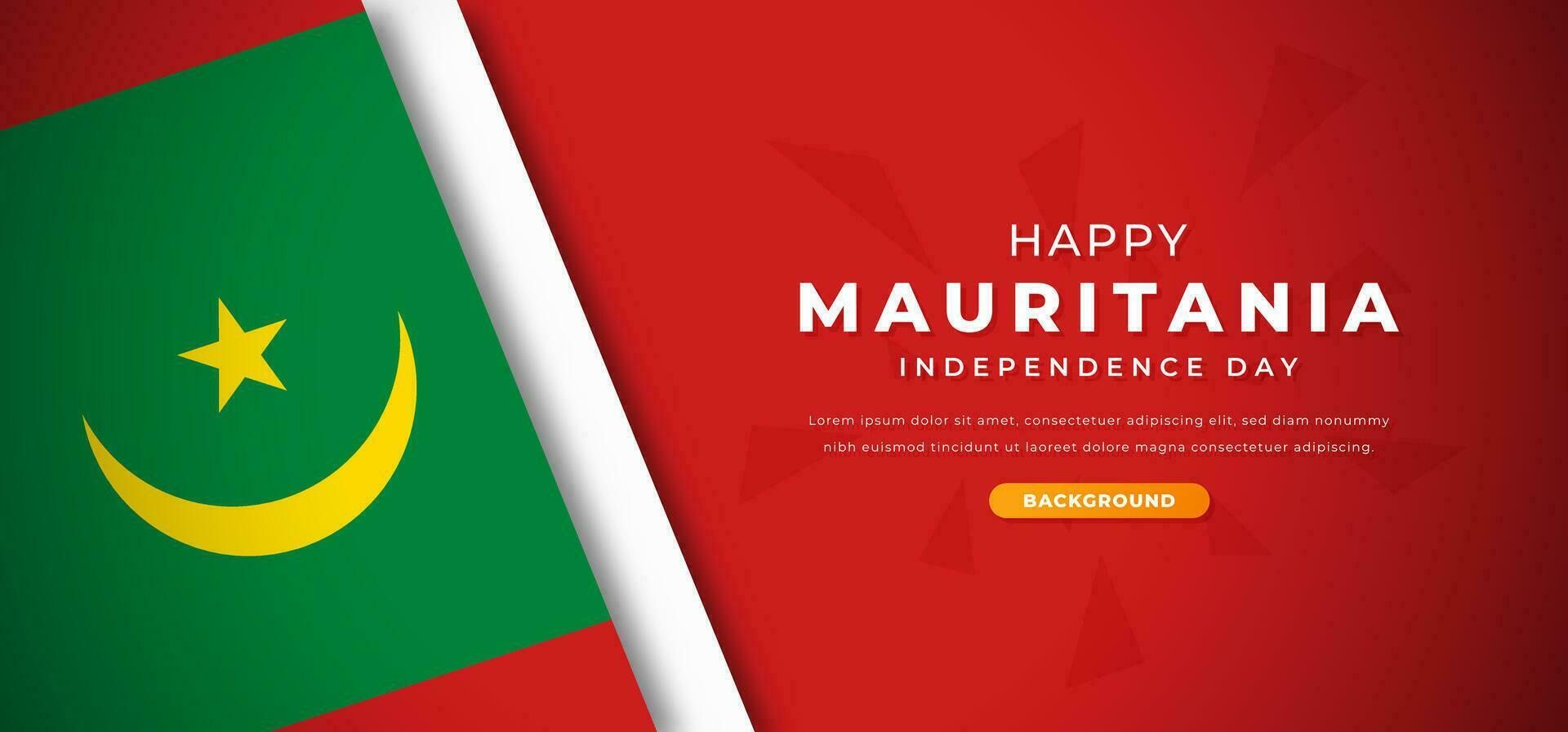 glücklich Mauretanien Unabhängigkeit Tag Design Papier Schnitt Formen Hintergrund Illustration zum Poster, Banner, Werbung, Gruß Karte vektor