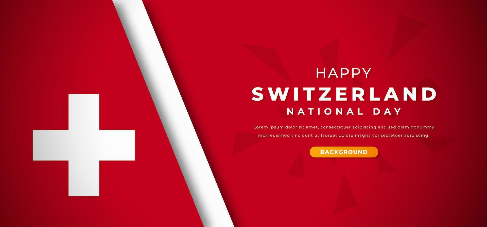 Lycklig schweiz nationell dag design papper skära former bakgrund illustration för affisch, baner, reklam, hälsning kort vektor