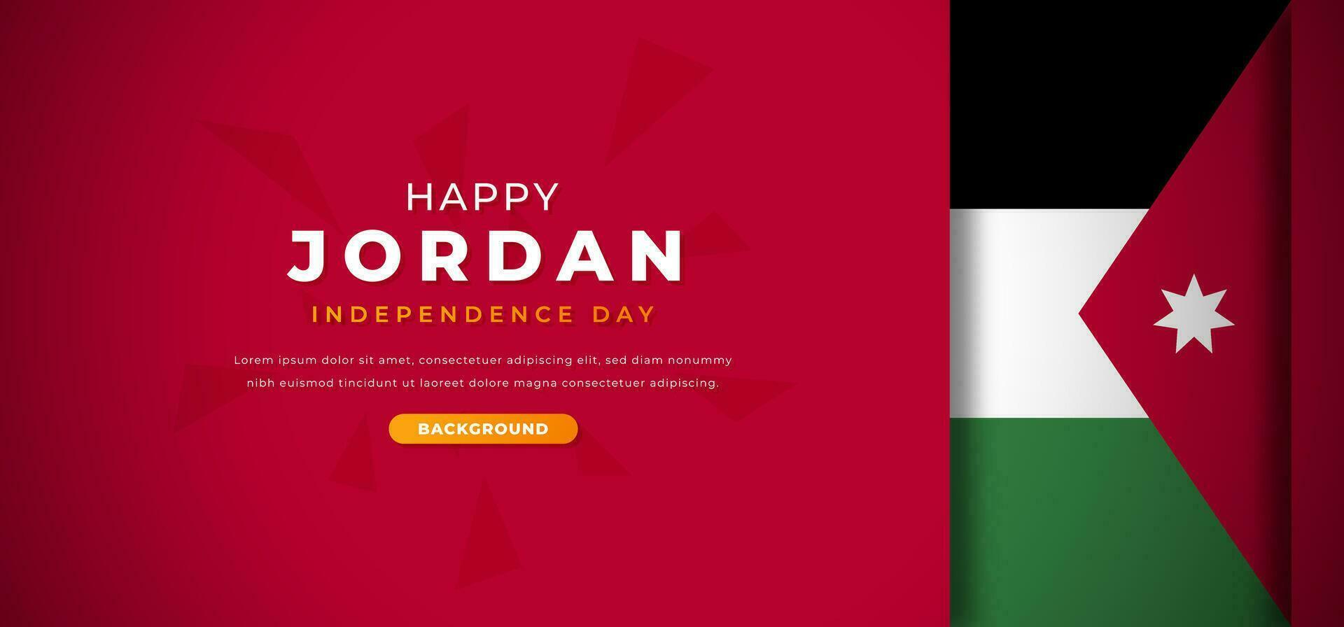 glücklich Jordan Unabhängigkeit Tag Design Papier Schnitt Formen Hintergrund Illustration zum Poster, Banner, Werbung, Gruß Karte vektor