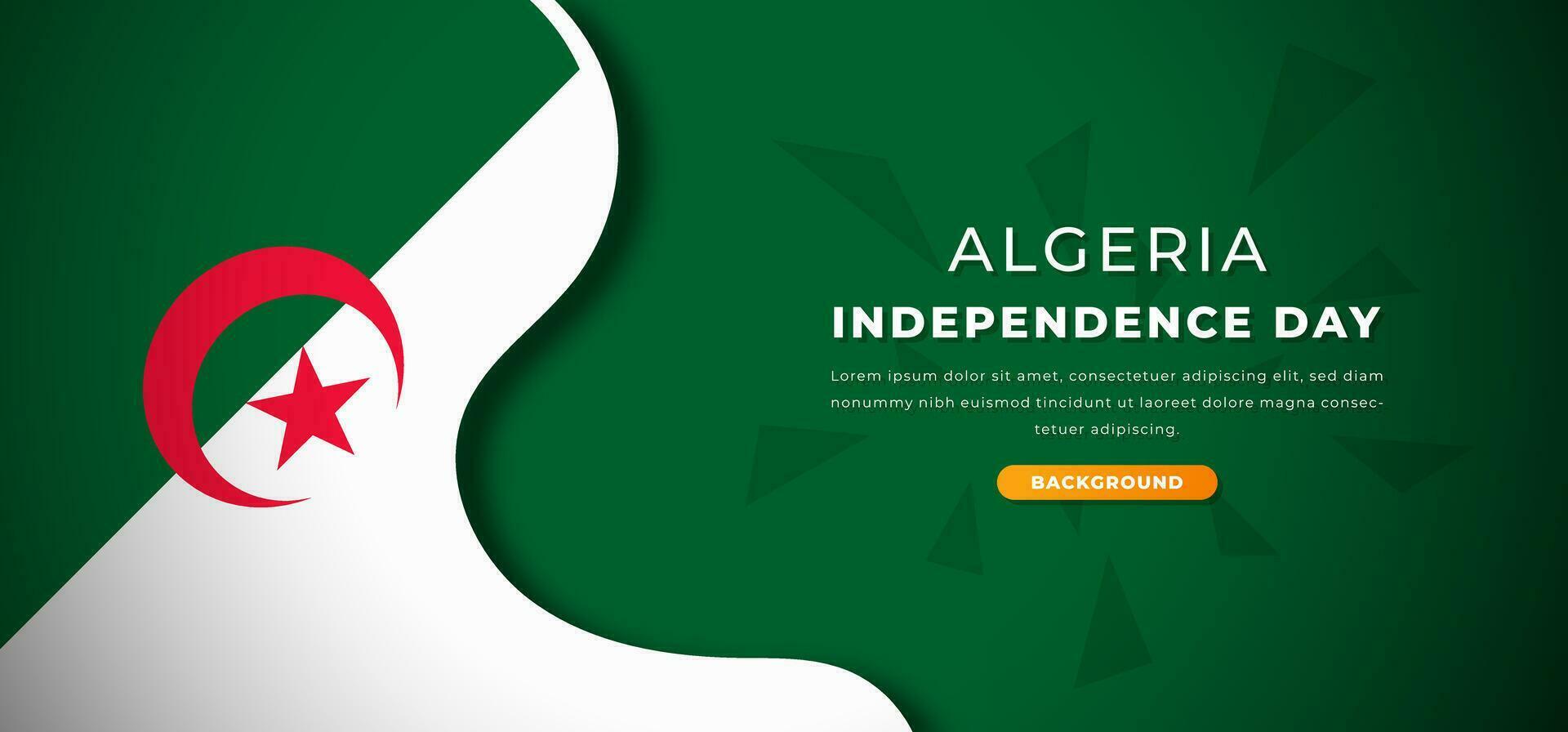 Lycklig algeriet oberoende dag design papper skära former bakgrund illustration för affisch, baner, reklam, hälsning kort vektor